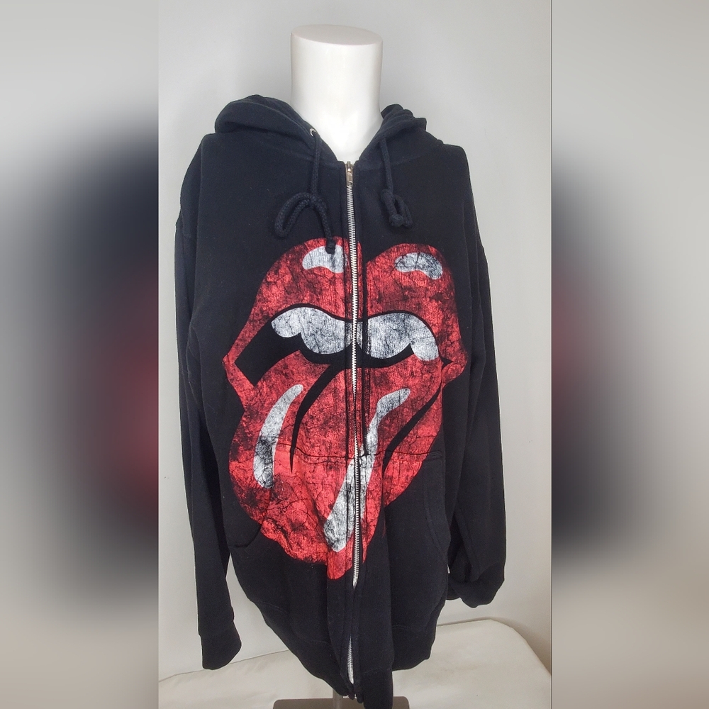 Jacket Size S Black Rolling Stones Classic Tongue Graphic Cotton Blend Zip-up